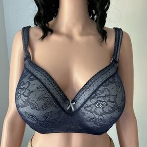Cacique Navy Floral Lace Bra